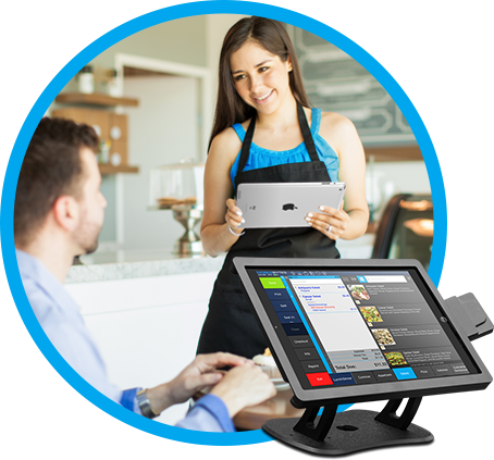 Image of POS option with Woman Serving at a Cafe